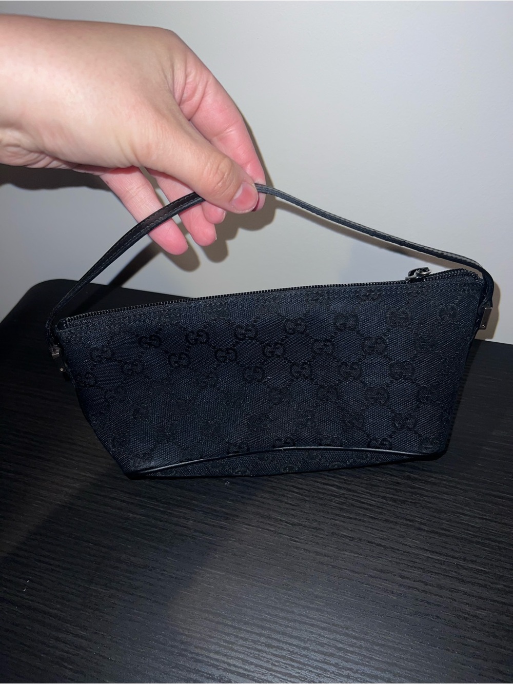 Gucci Black GG Monogram Wristlet Pouch - Picture 5 of 8